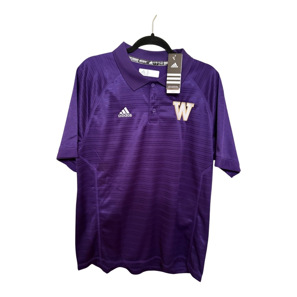 Washington Huskies Adidas Team Purple Polo Shirt Large NWT Climalite Size L